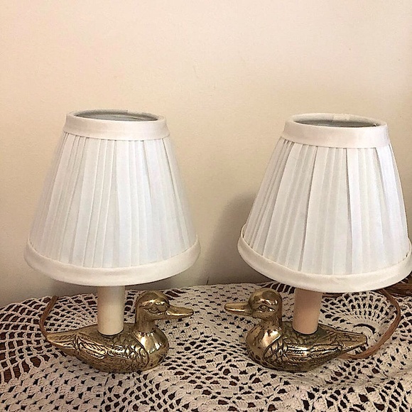 Vintage Pair of Brass Duck Lamps